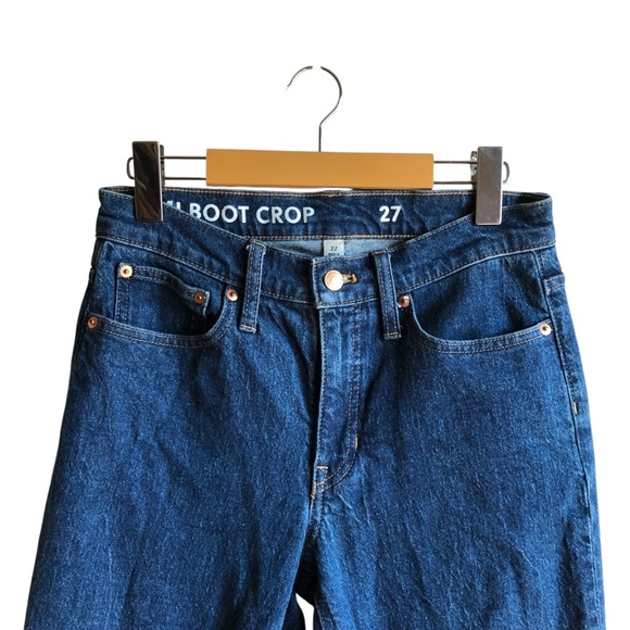 J.Crew Billie Demi Boot Crop Jeans Size 27 Dark Wash Frayed Hem Kicked Leg - Picture 3 of 15